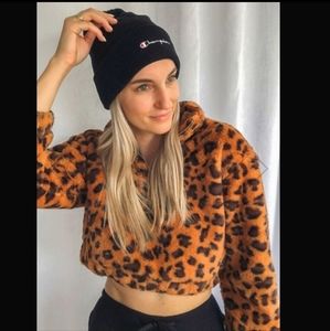 Black Champion Embroidered Logo Cuff Knit Beanie Hat